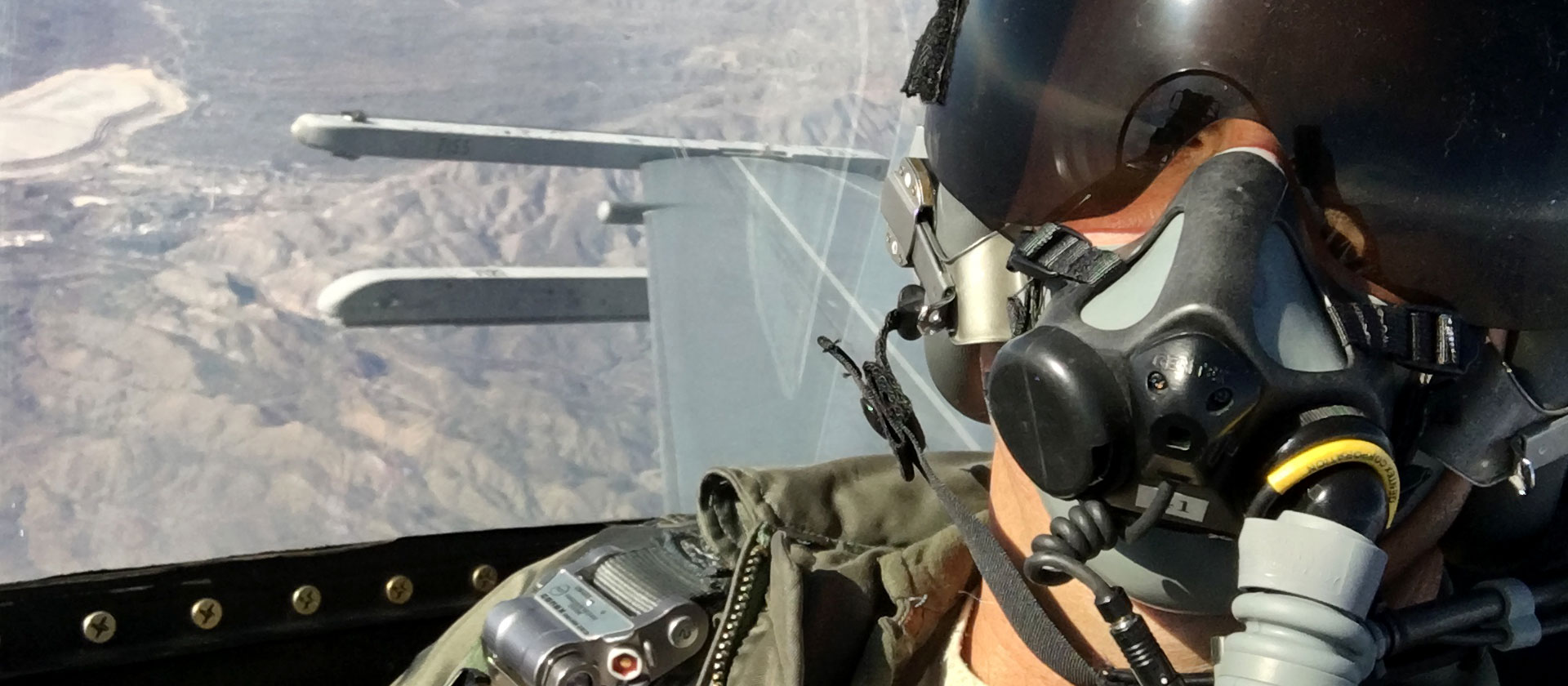 selfie of pilot in cockpit