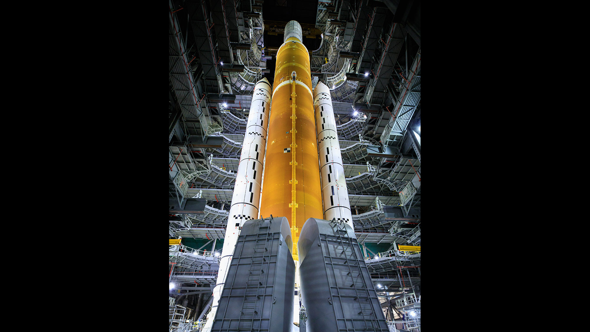 Artemis I Space Launch System rocket – vertical slide Artemis I Space Launch System rocket