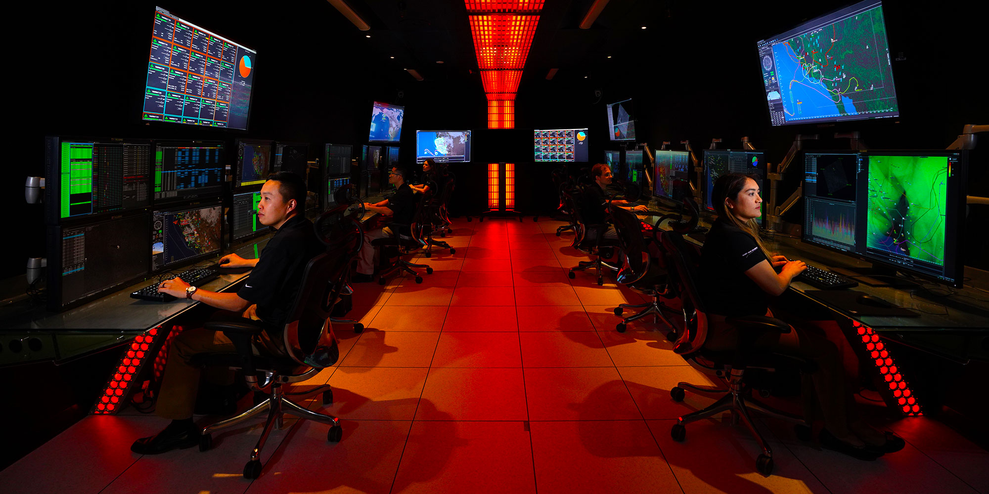 Distributed Autonomy/Responsive Control – DA/RC men and women on computers in large room