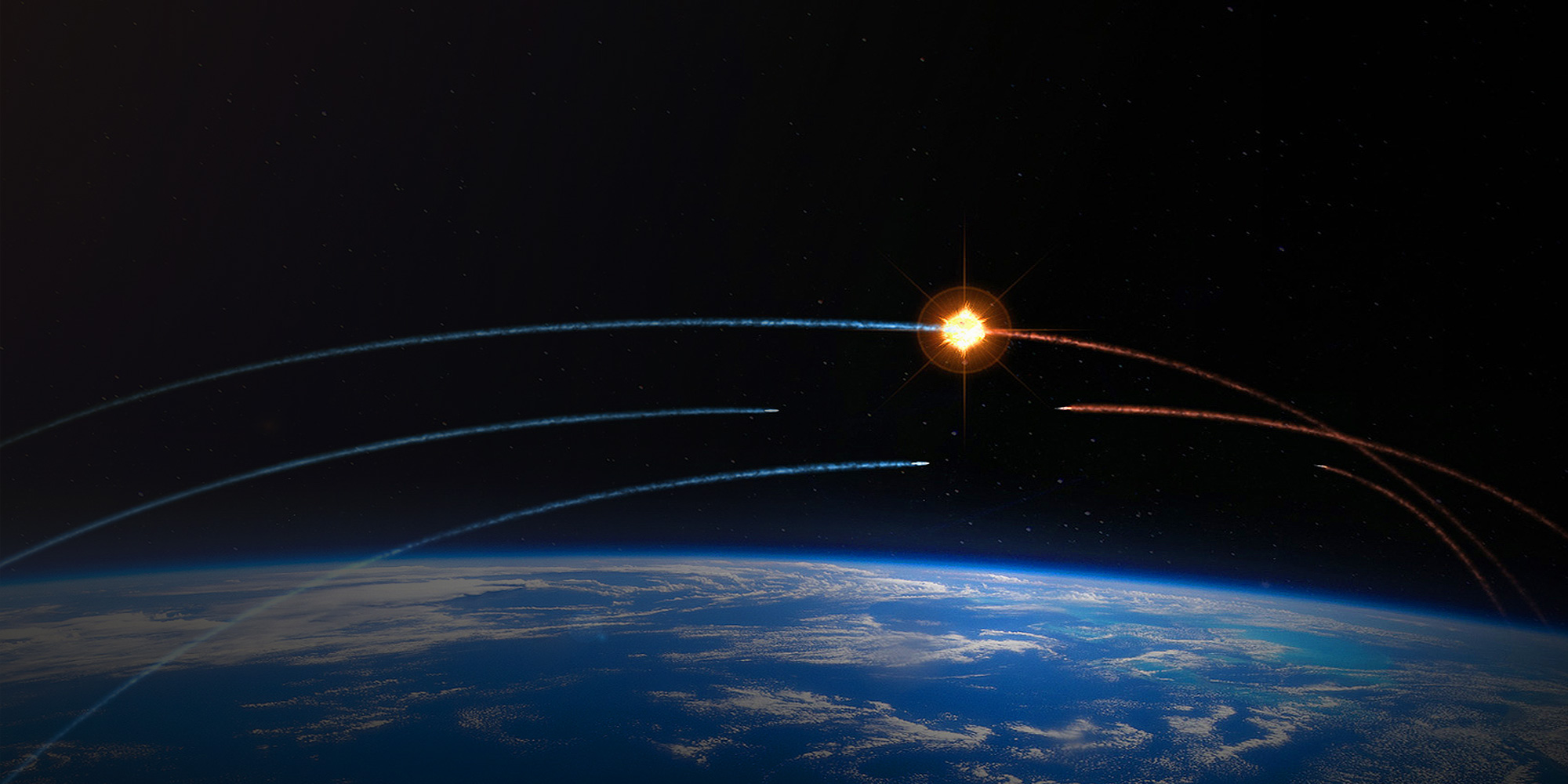 Hypersonic-threat-RIGHT Missiles being intercepted by other missiles
