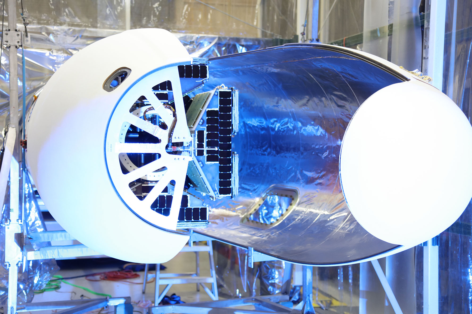 A view of rocket fairing in assembly plant